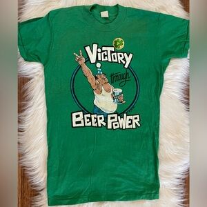 VTG 1982 Shirt, “Victory through Beer Power”, Single Stitch, SZ M, Devknit Tag